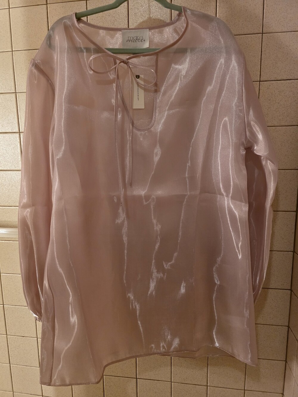 Anthropology MARE Sheer Blush Pink Tie-Neck Blouse/ Dress